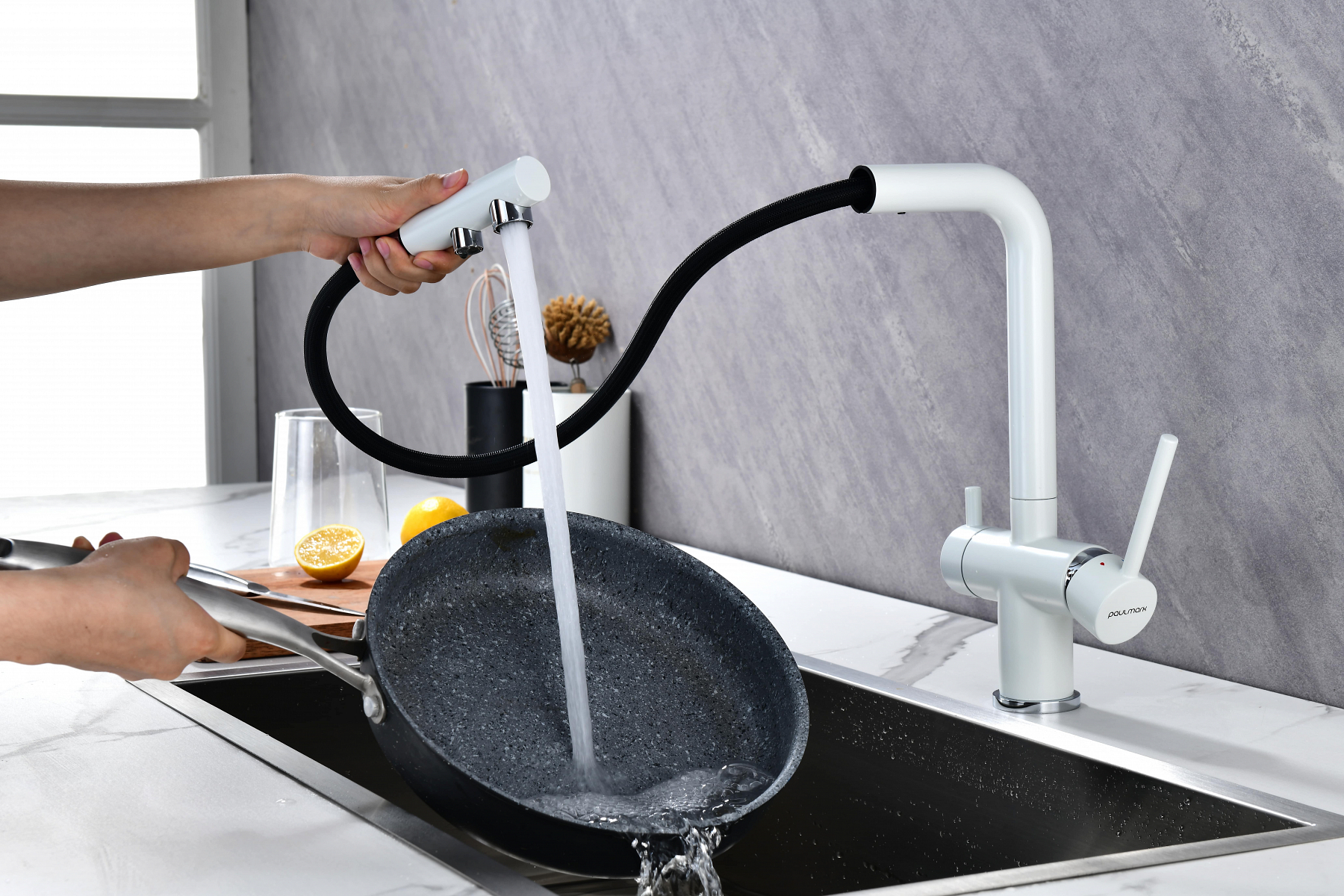 Превью картинка Смеситель для кухни Paulmark SERPENTINE Se213222-WH Белый матовый WH #8