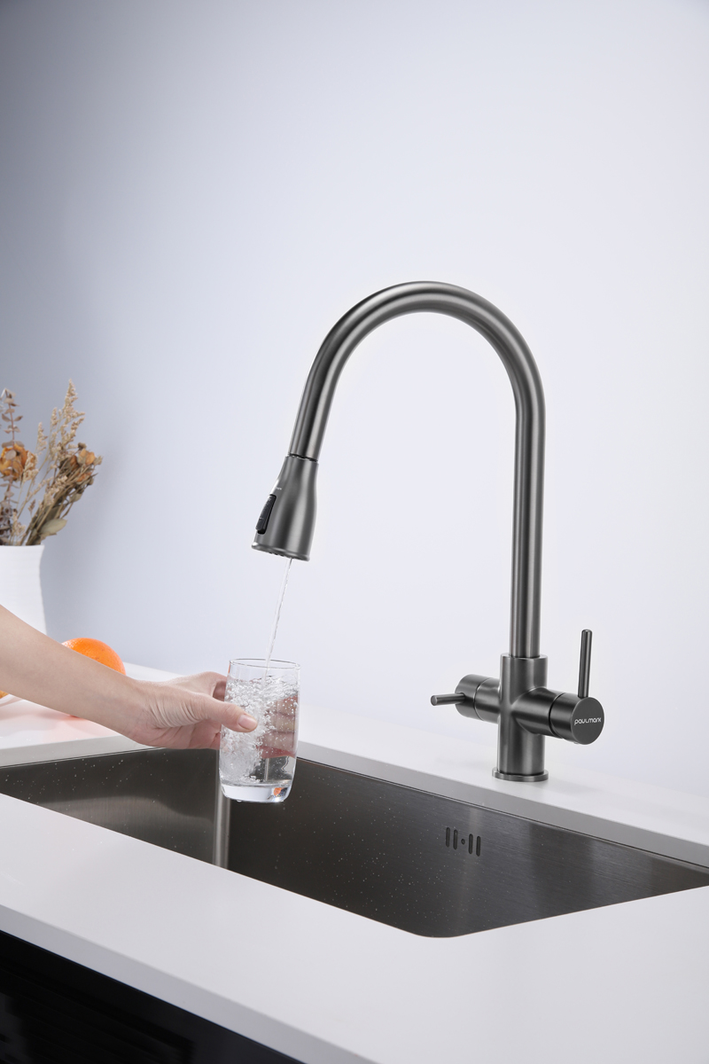 Превью картинка Смеситель для кухни Paulmark LANGE La214212-GM Вороненая сталь GM #6