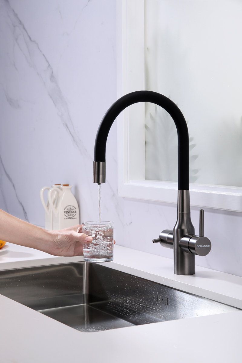 Превью картинка Смеситель для кухни Paulmark SALIX Sa213419-GM Вороненая сталь GM #5