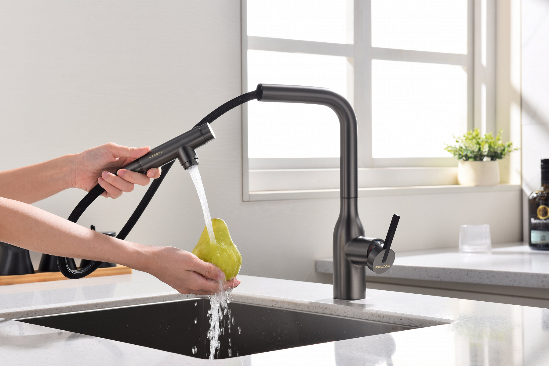 Превью картинка Смеситель для кухни Paulmark VIPER Vi213105-GM Вороненая сталь GM #11