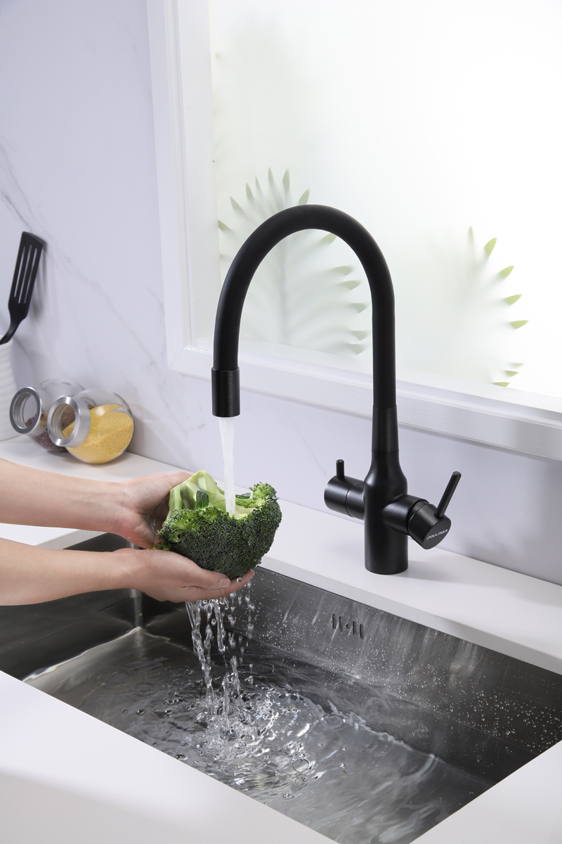 Превью картинка Смеситель для кухни Paulmark SALIX Sa213419-BLM Черный #4