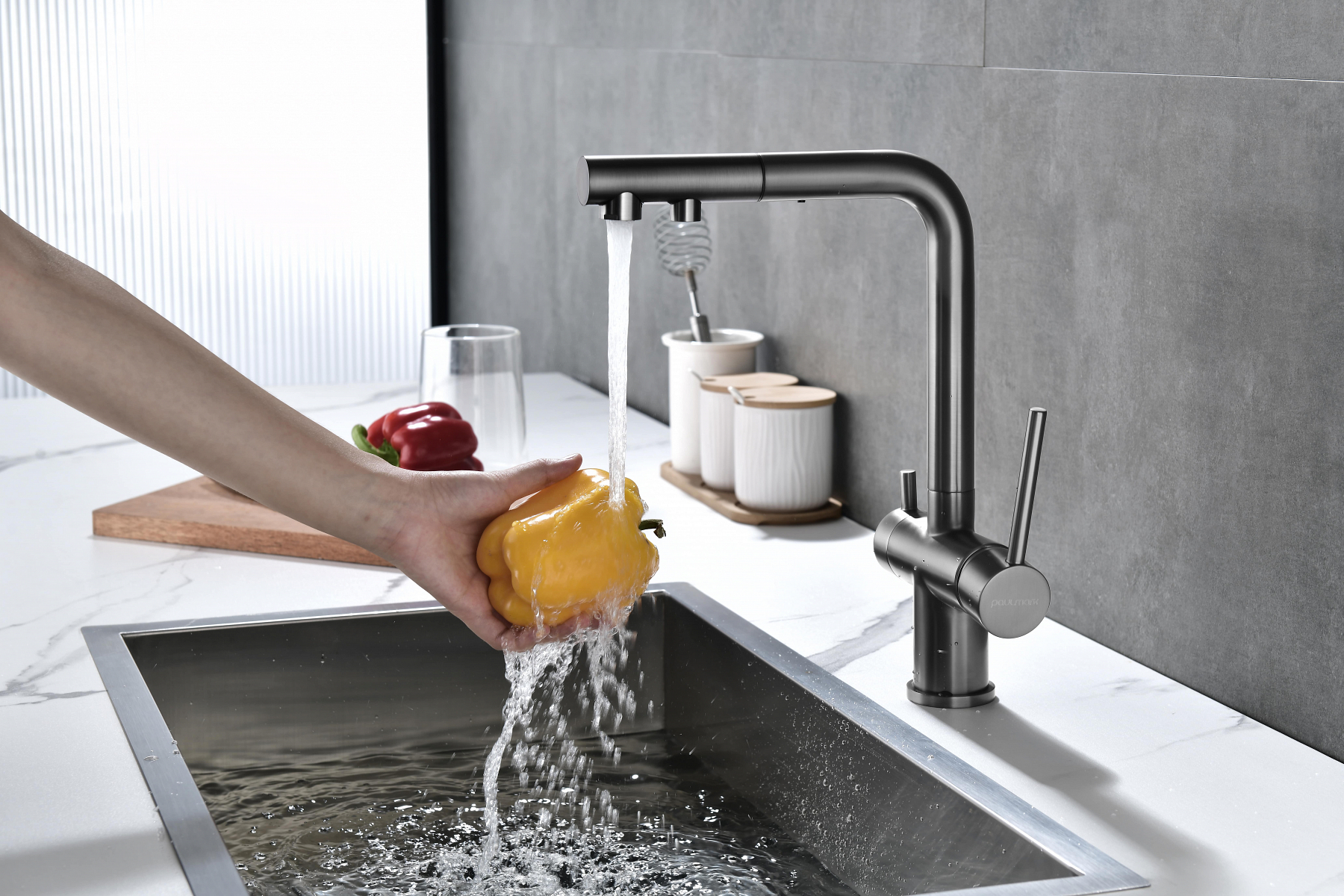 Превью картинка Смеситель для кухни Paulmark SERPENTINE Se213222-GM Вороненая сталь GM #12