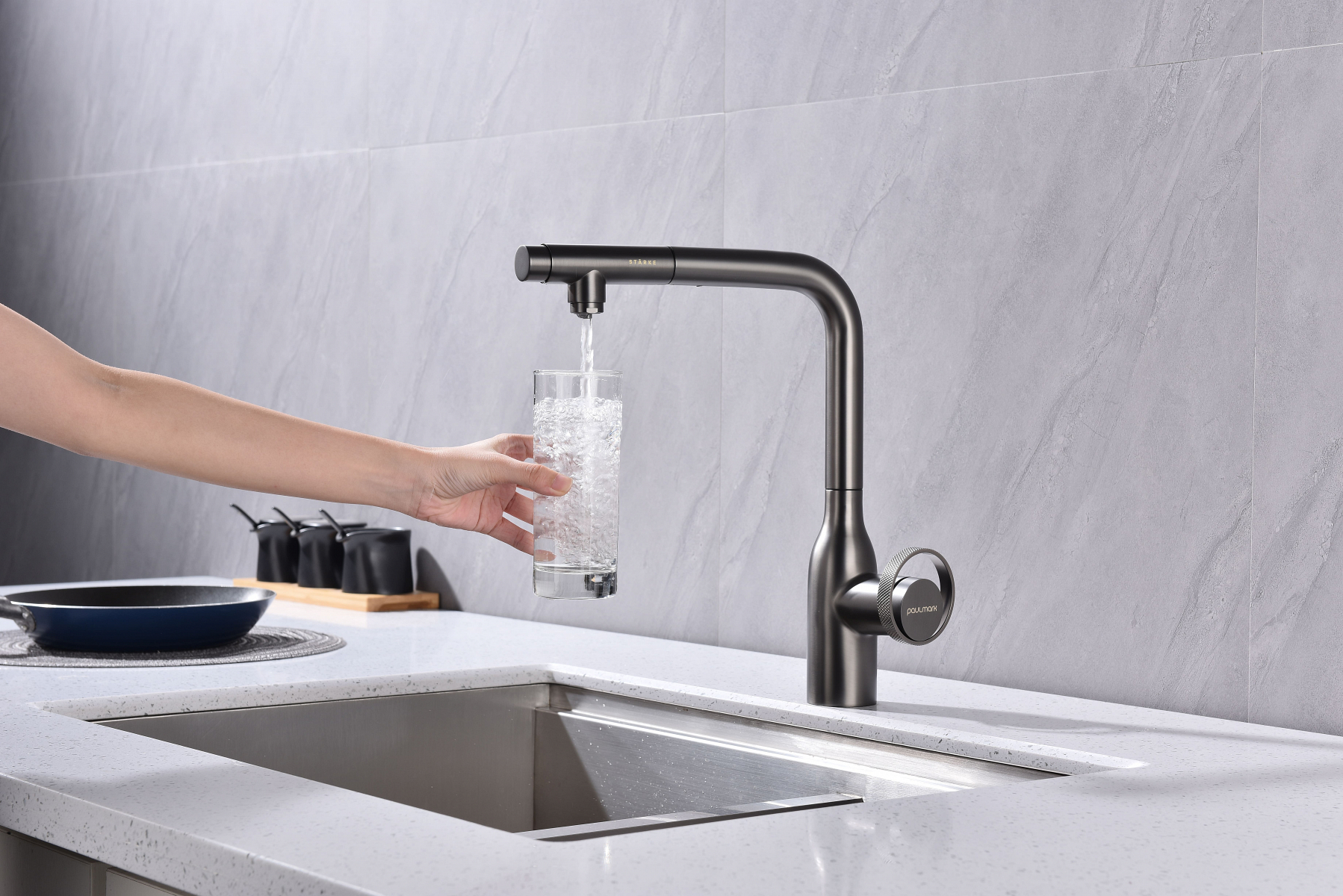 Превью картинка Смеситель для кухни Paulmark URBAN Ur213104-GM Вороненая сталь GM #17