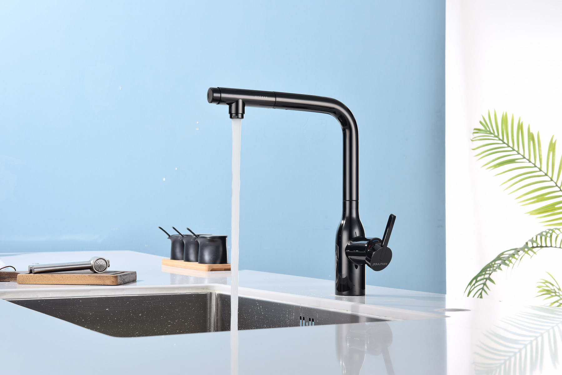 Превью картинка Смеситель для кухни Paulmark VIPER Vi213105-GB Глянцевый чёрный Gb #6