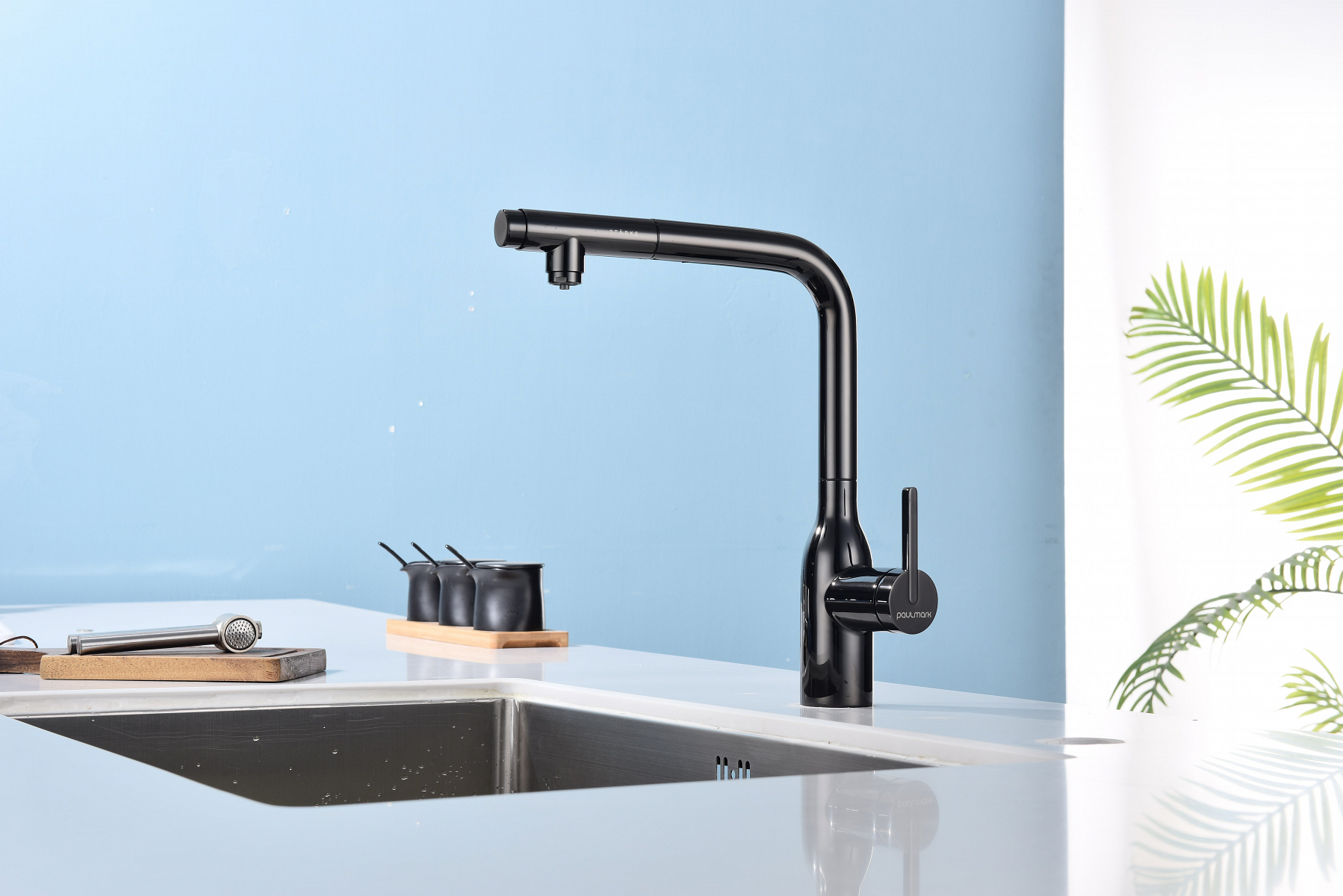 Превью картинка Смеситель для кухни Paulmark VIPER Vi213105-GB Глянцевый чёрный Gb #8