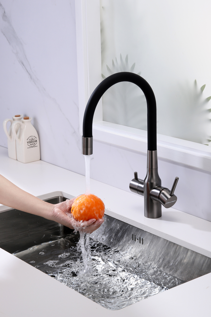 Превью картинка Смеситель для кухни Paulmark SALIX Sa213419-GM Вороненая сталь GM #4