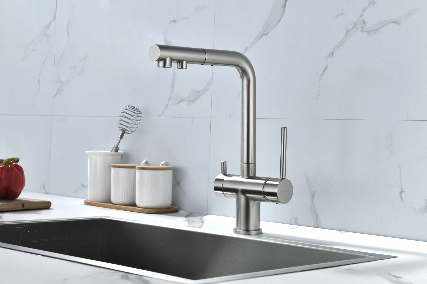 Превью картинка Смеситель для кухни Paulmark SERPENTINE Se213222-BS Брашированная сталь #14