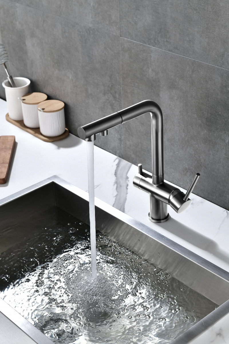 Превью картинка Смеситель для кухни Paulmark SERPENTINE Se213222-GM Вороненая сталь GM #9