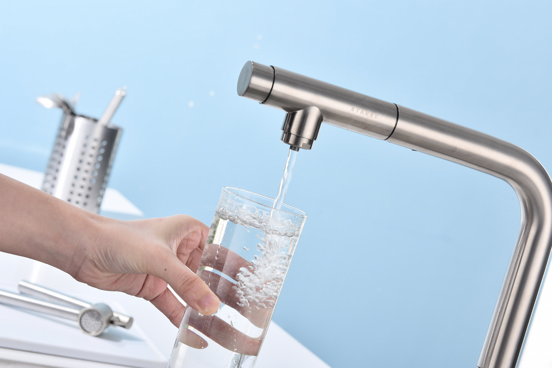 Превью картинка Смеситель для кухни Paulmark VIPER Vi213105-BS Брашированная сталь #11