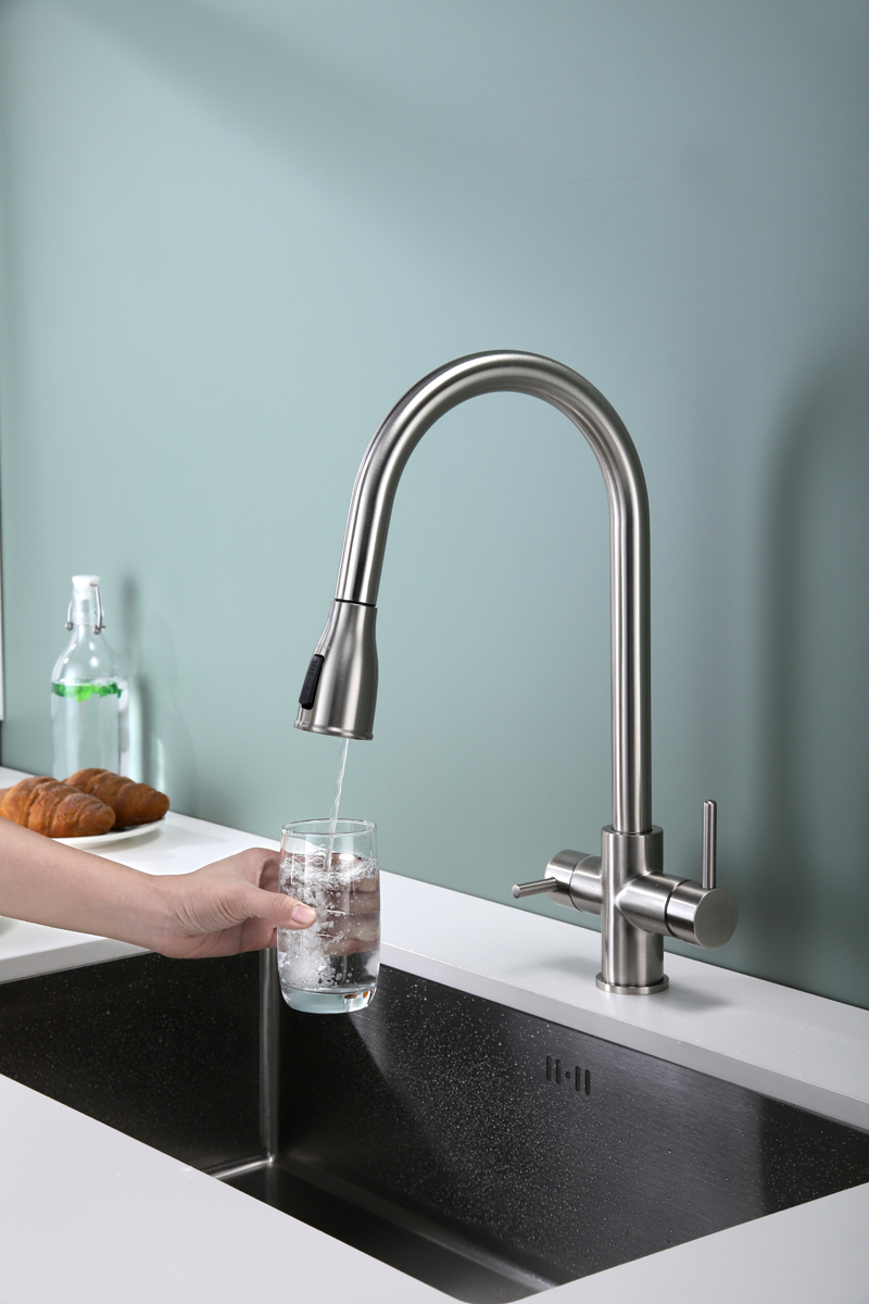 Превью картинка Смеситель для кухни Paulmark LANGE La214212-BS Брашированная сталь #6