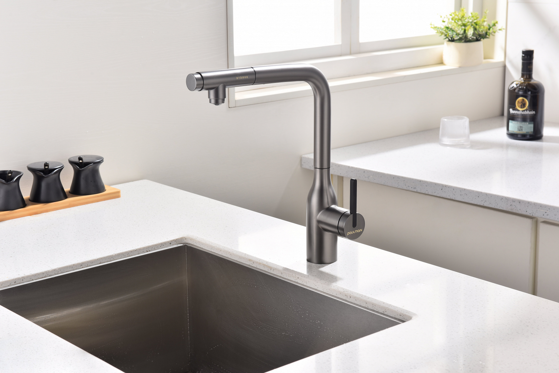 Превью картинка Смеситель для кухни Paulmark VIPER Vi213105-GM Вороненая сталь GM #13