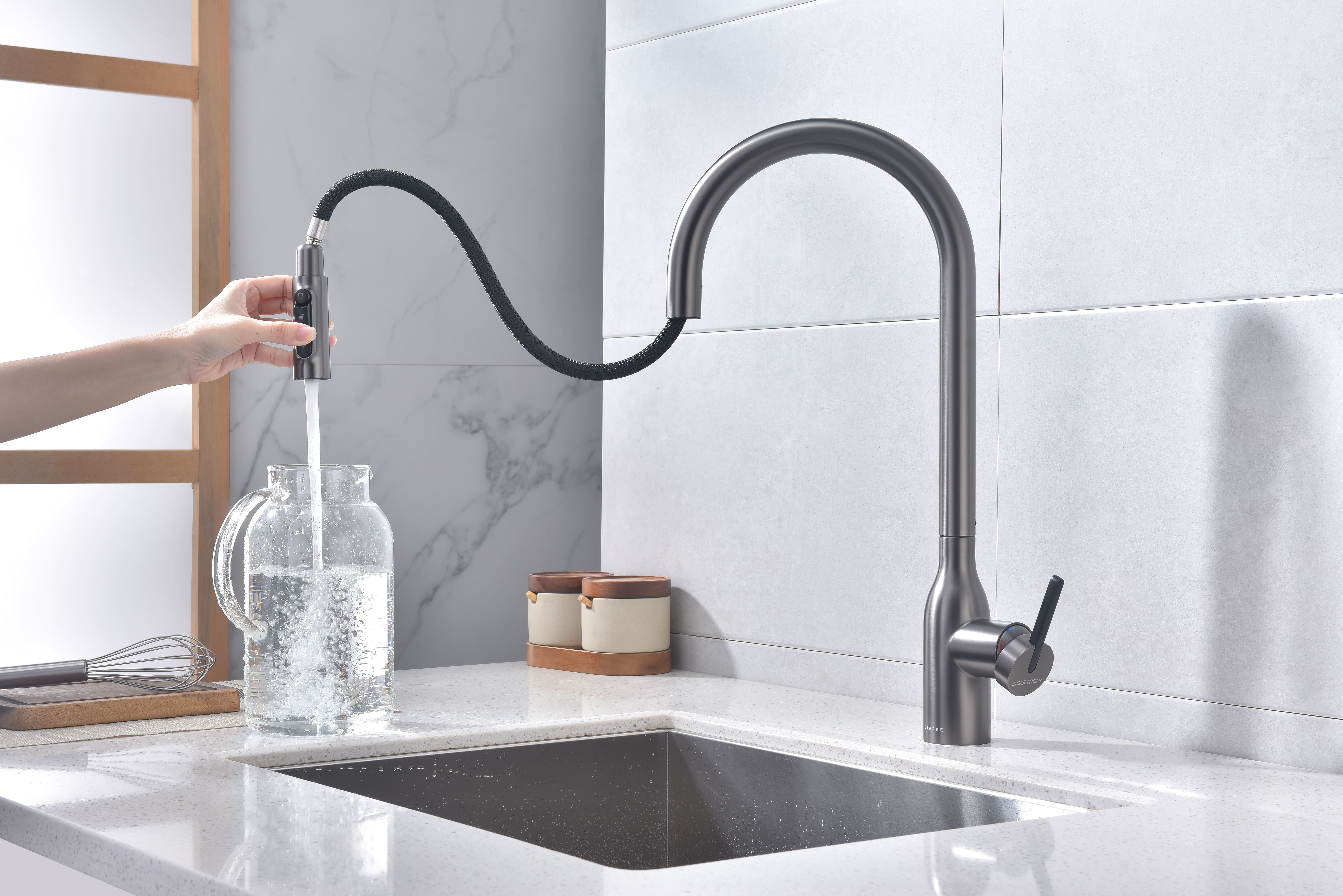 Превью картинка Смеситель для кухни Paulmark UNIVERSAL Un213880-GM Вороненая сталь GM #9