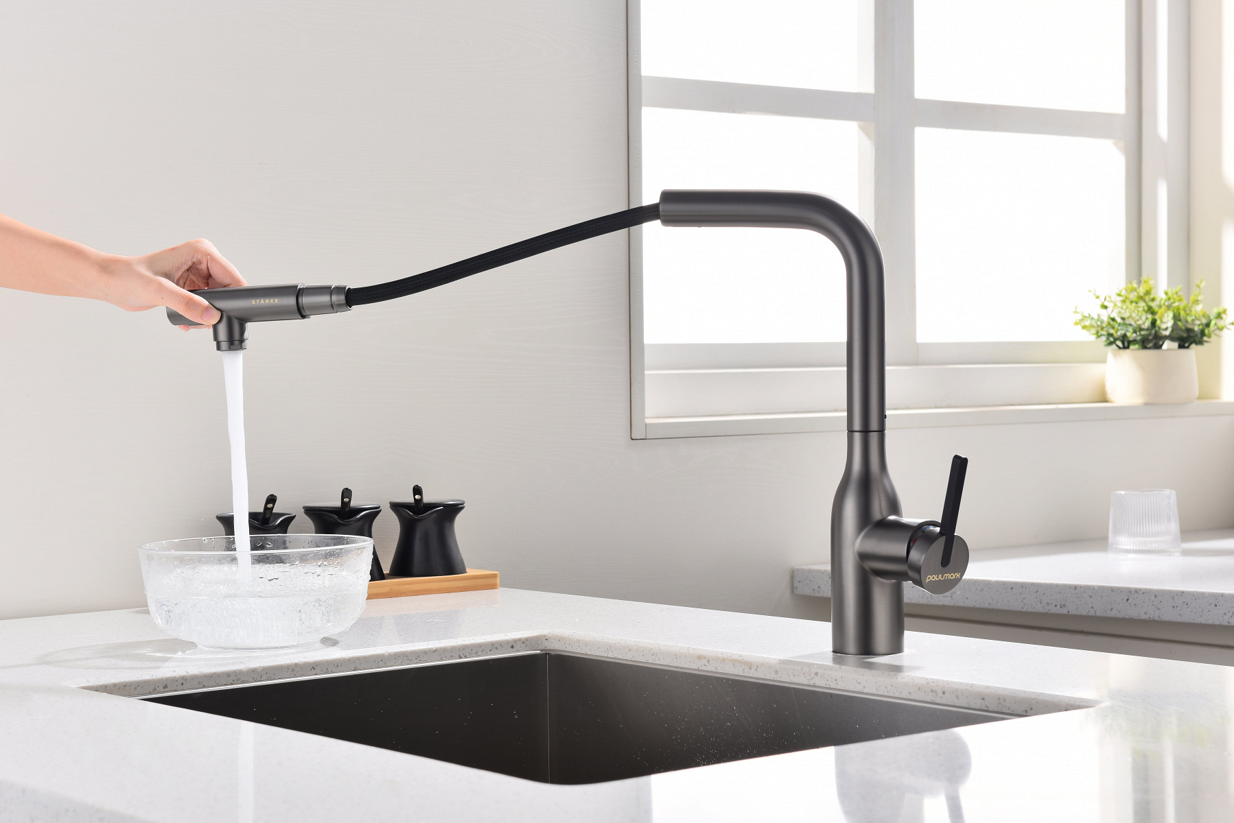 Превью картинка Смеситель для кухни Paulmark VIPER Vi213105-GM Вороненая сталь GM #10