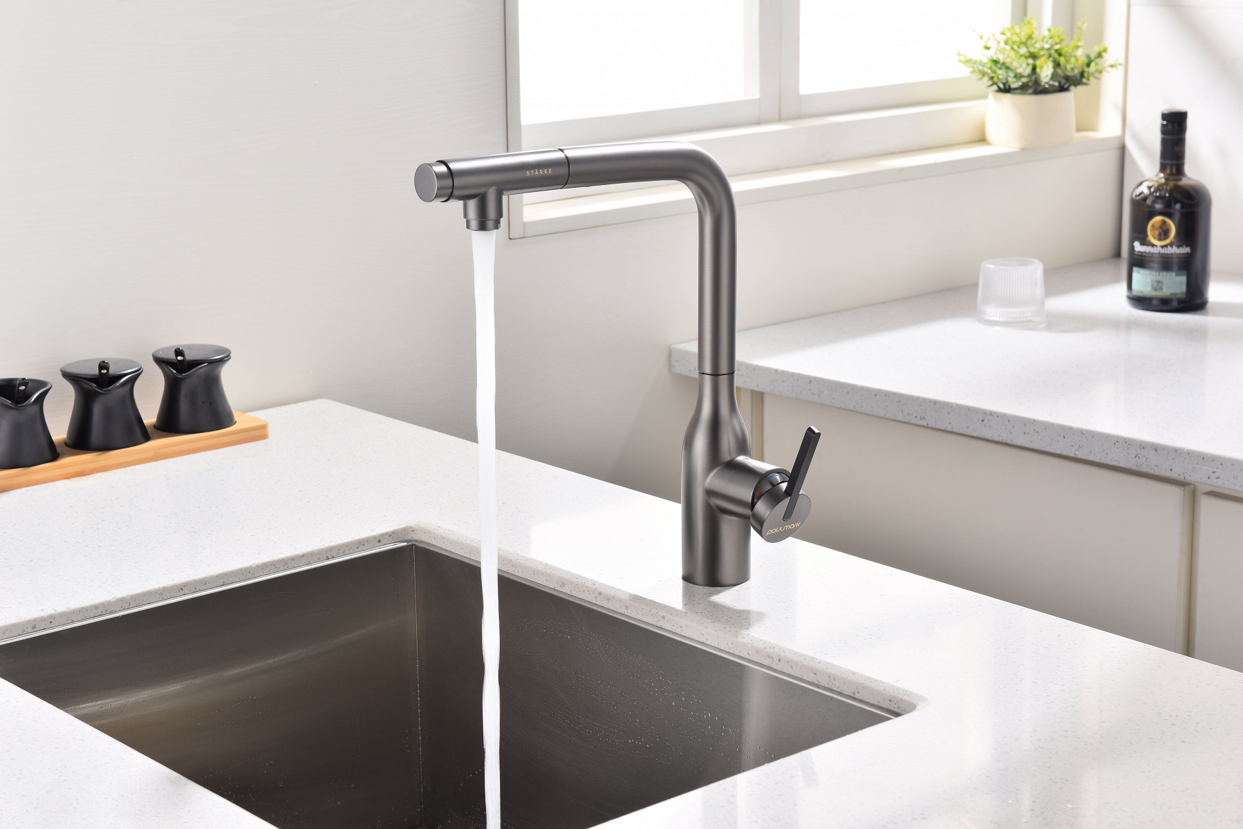 Превью картинка Смеситель для кухни Paulmark VIPER Vi213105-GM Вороненая сталь GM #12