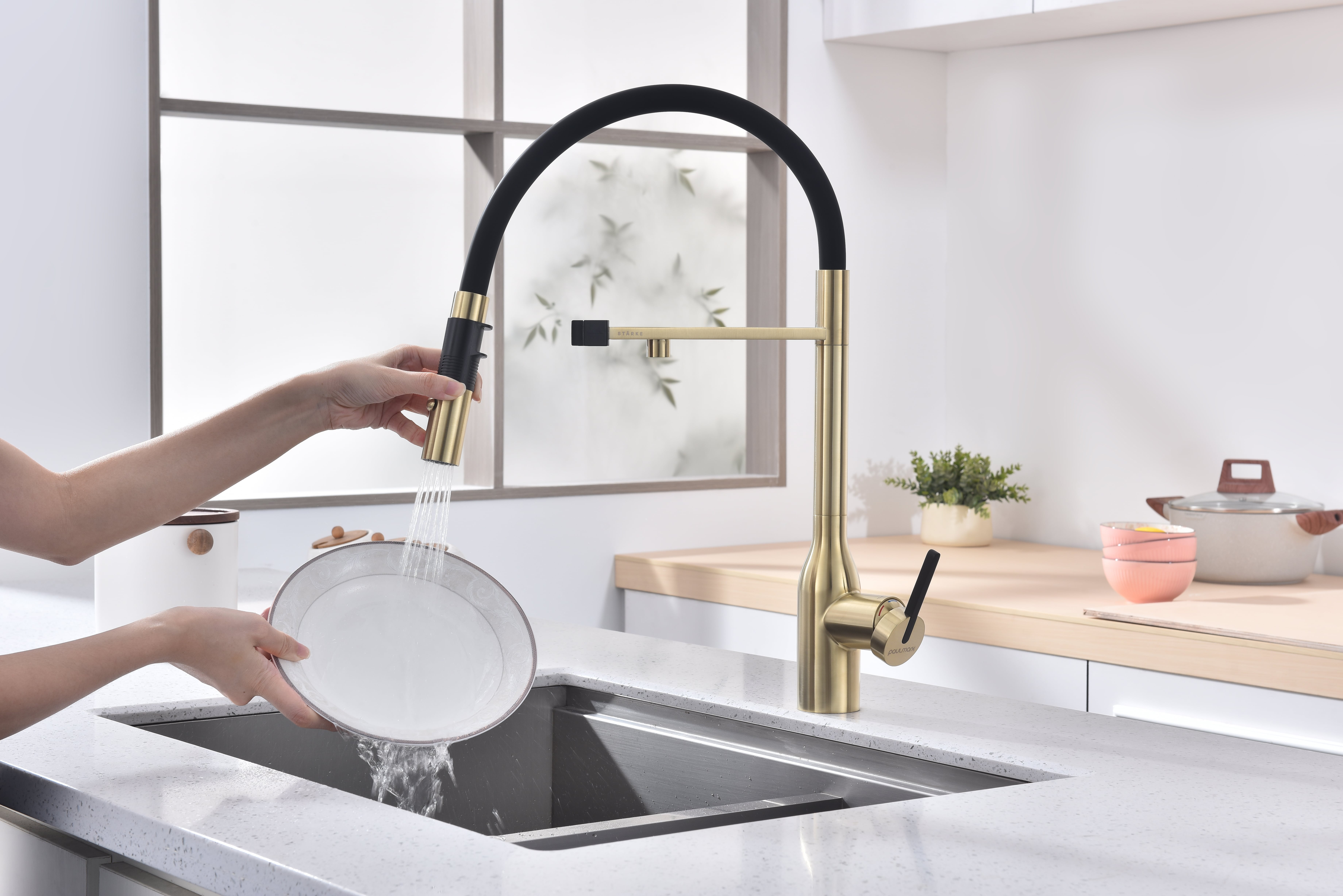 Превью картинка Смеситель для кухни Paulmark MAGNETO ONE Ma213188-LG Светлое золото #9