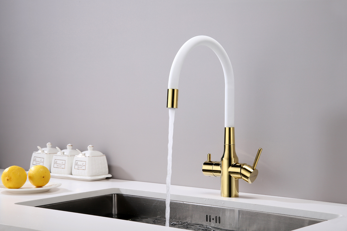 Превью картинка Смеситель для кухни Paulmark SALIX Sa213419-Gw Белый / золото #4