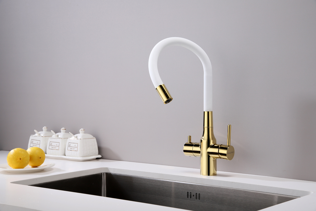 Превью картинка Смеситель для кухни Paulmark SALIX Sa213419-Gw Белый / золото #6