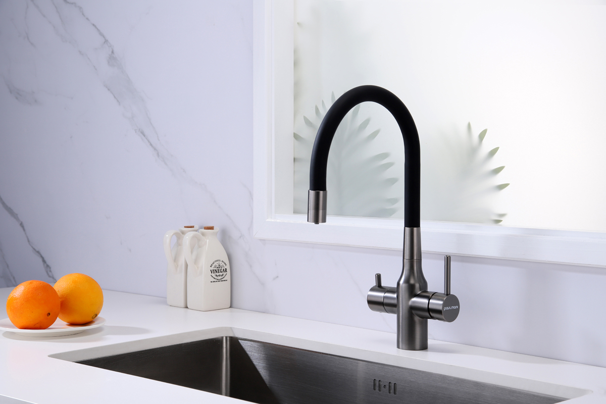 Превью картинка Смеситель для кухни Paulmark SALIX Sa213419-GM Вороненая сталь GM #3