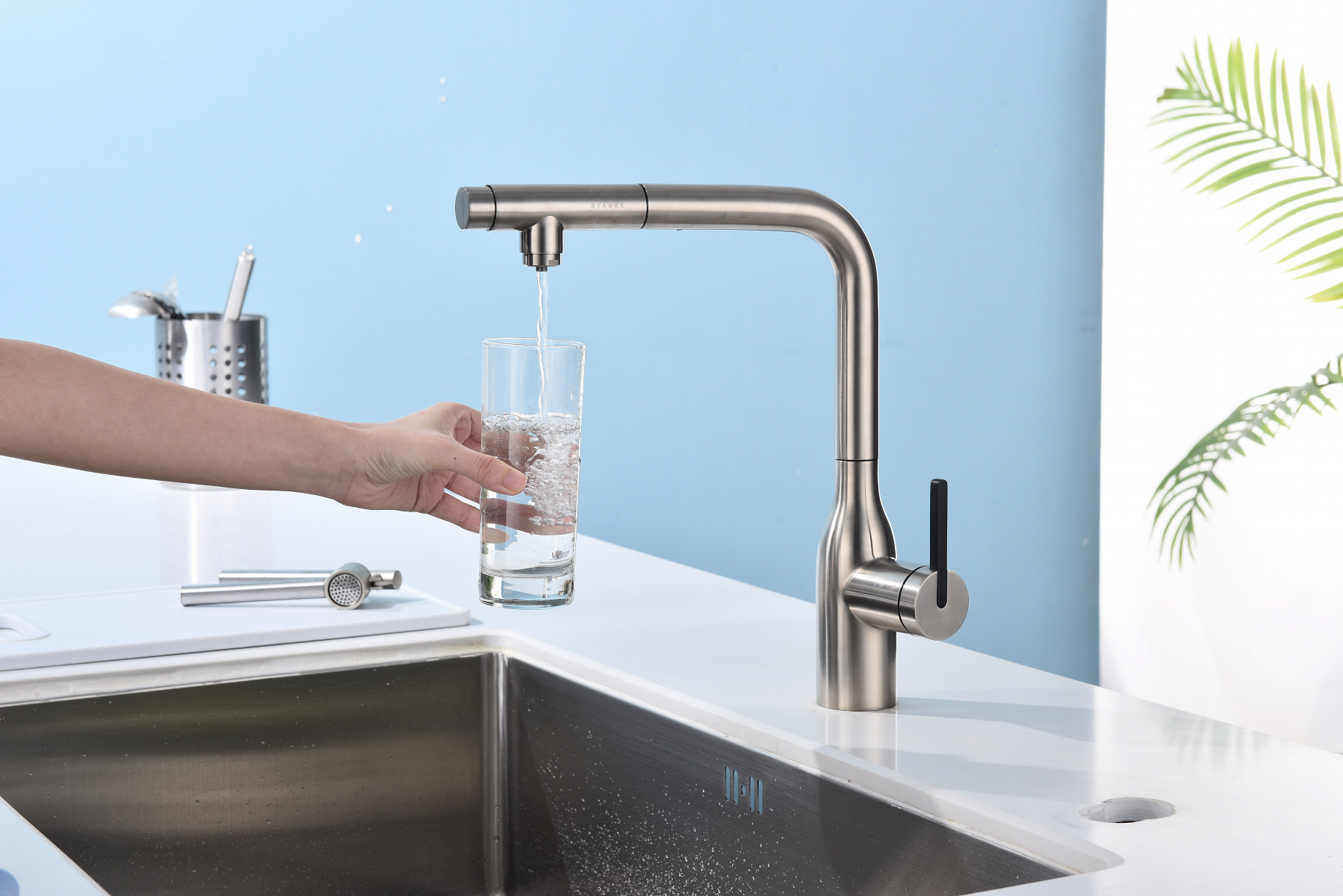 Превью картинка Смеситель для кухни Paulmark VIPER Vi213105-BS Брашированная сталь #12