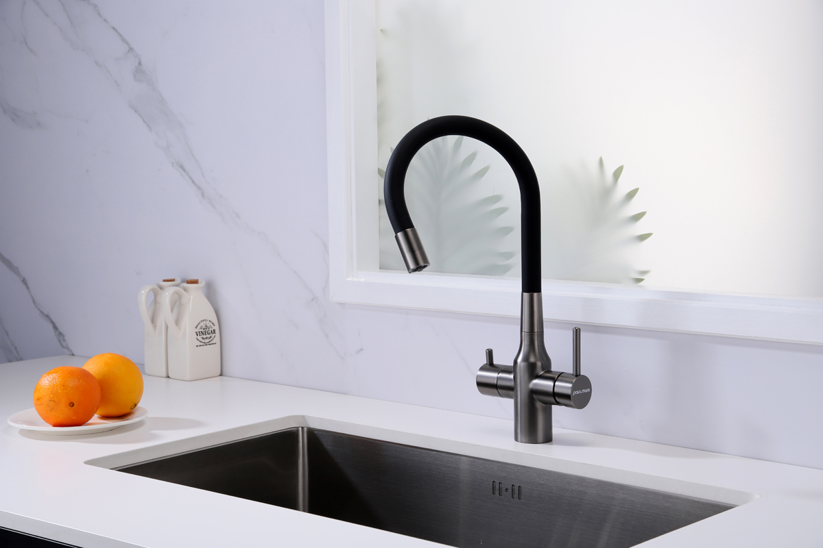 Превью картинка Смеситель для кухни Paulmark SALIX Sa213419-GM Вороненая сталь GM #6