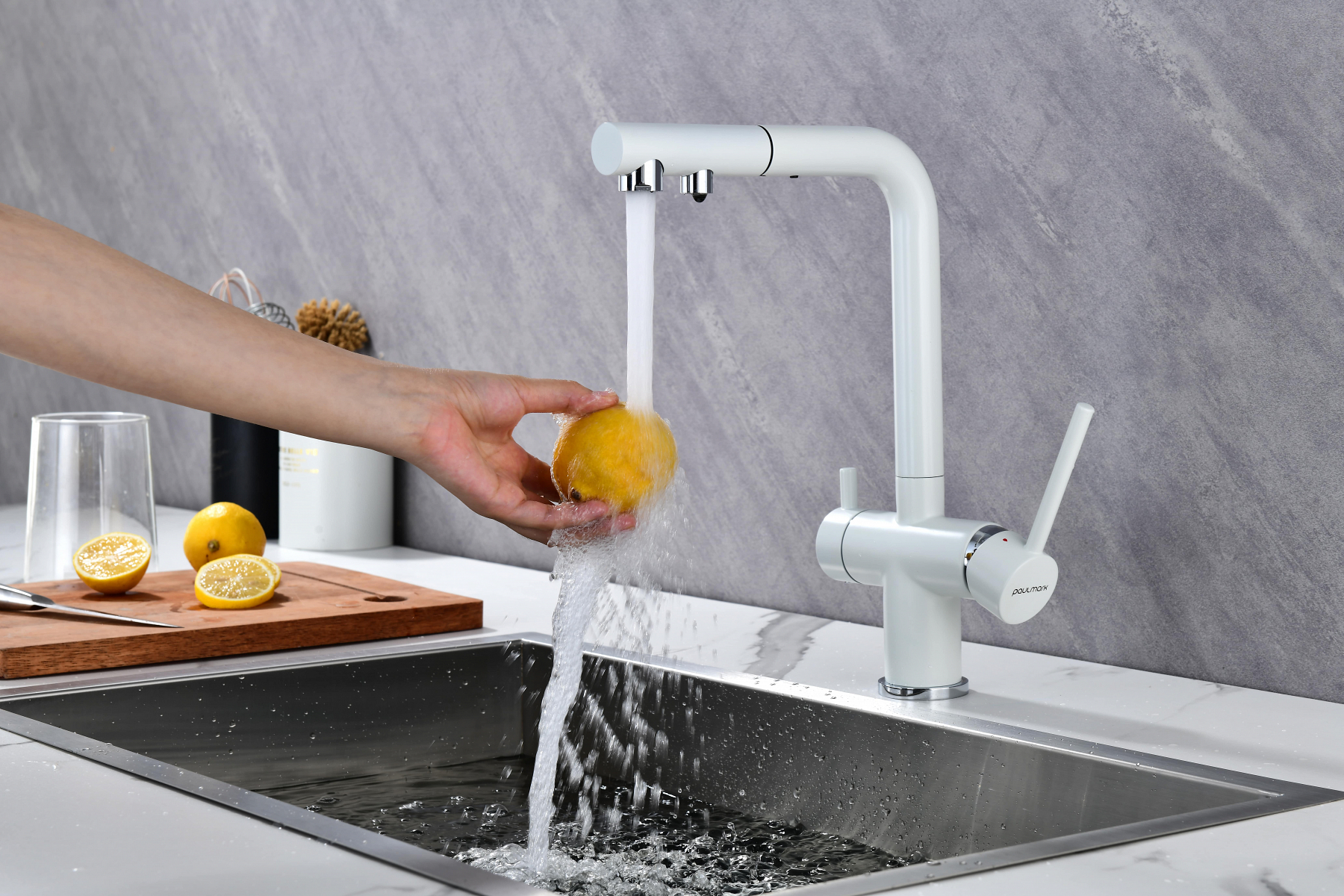 Превью картинка Смеситель для кухни Paulmark SERPENTINE Se213222-WH Белый матовый WH #12