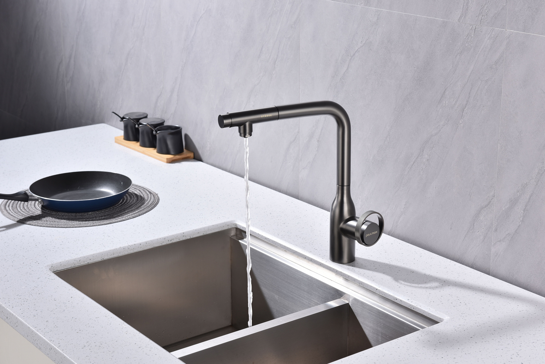 Превью картинка Смеситель для кухни Paulmark URBAN Ur213104-GM Вороненая сталь GM #14