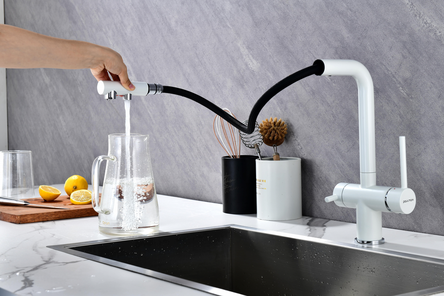 Превью картинка Смеситель для кухни Paulmark SERPENTINE Se213222-WH Белый матовый WH #7