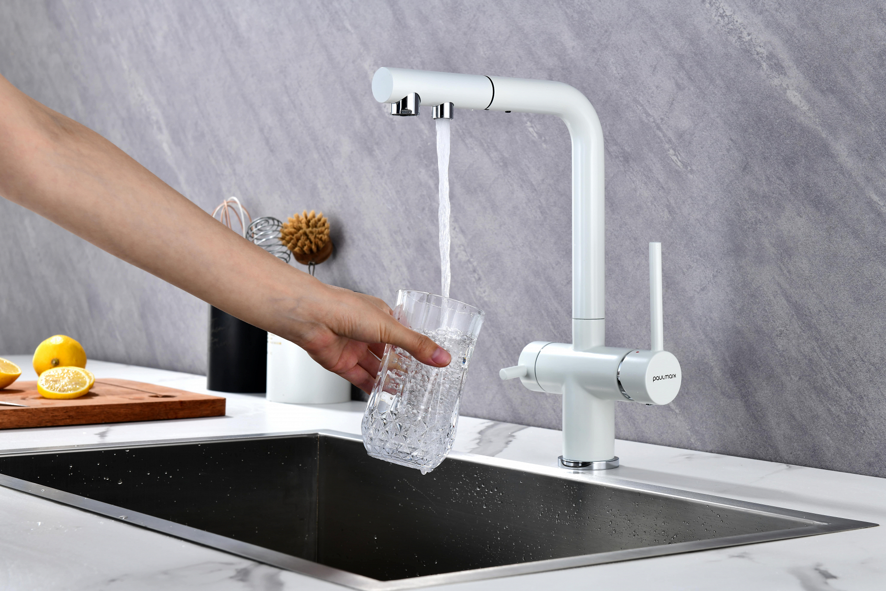 Превью картинка Смеситель для кухни Paulmark SERPENTINE Se213222-WH Белый матовый WH #6