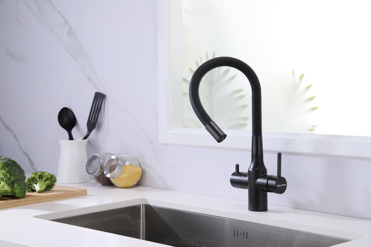 Превью картинка Смеситель для кухни Paulmark SALIX Sa213419-BLM Черный #6