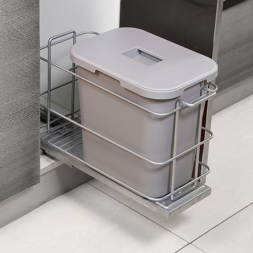 Картинка Duslar Мусорное ведро DONNA 15 л, распашной фасад 300 мм, серый