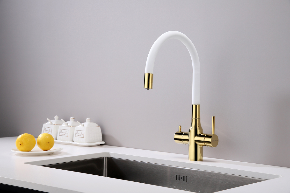 Превью картинка Смеситель для кухни Paulmark SALIX Sa213419-Gw Белый / золото #3
