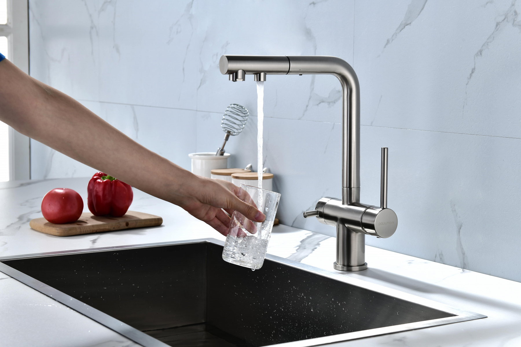 Превью картинка Смеситель для кухни Paulmark SERPENTINE Se213222-BS Брашированная сталь #7