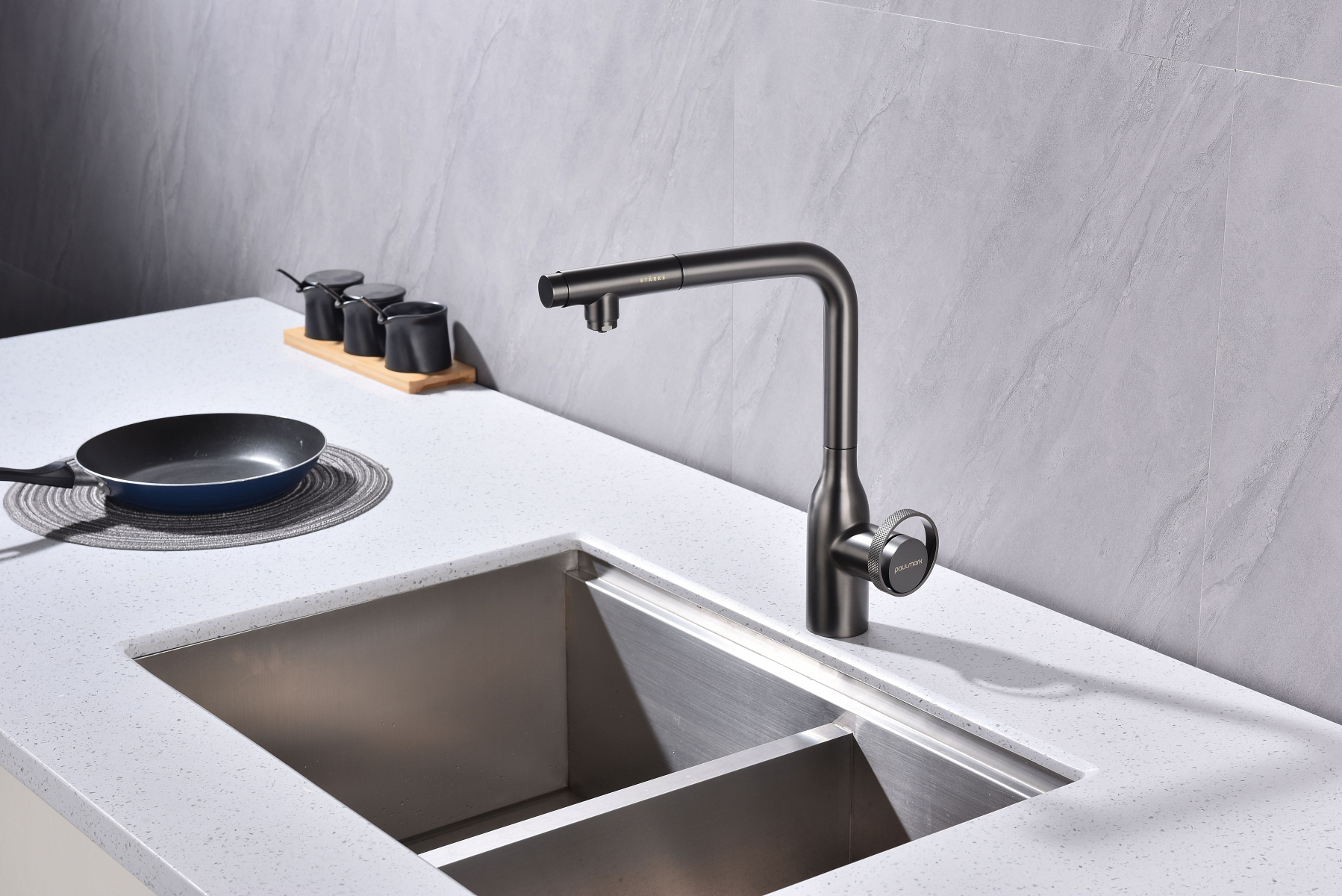 Превью картинка Смеситель для кухни Paulmark URBAN Ur213104-GM Вороненая сталь GM #12