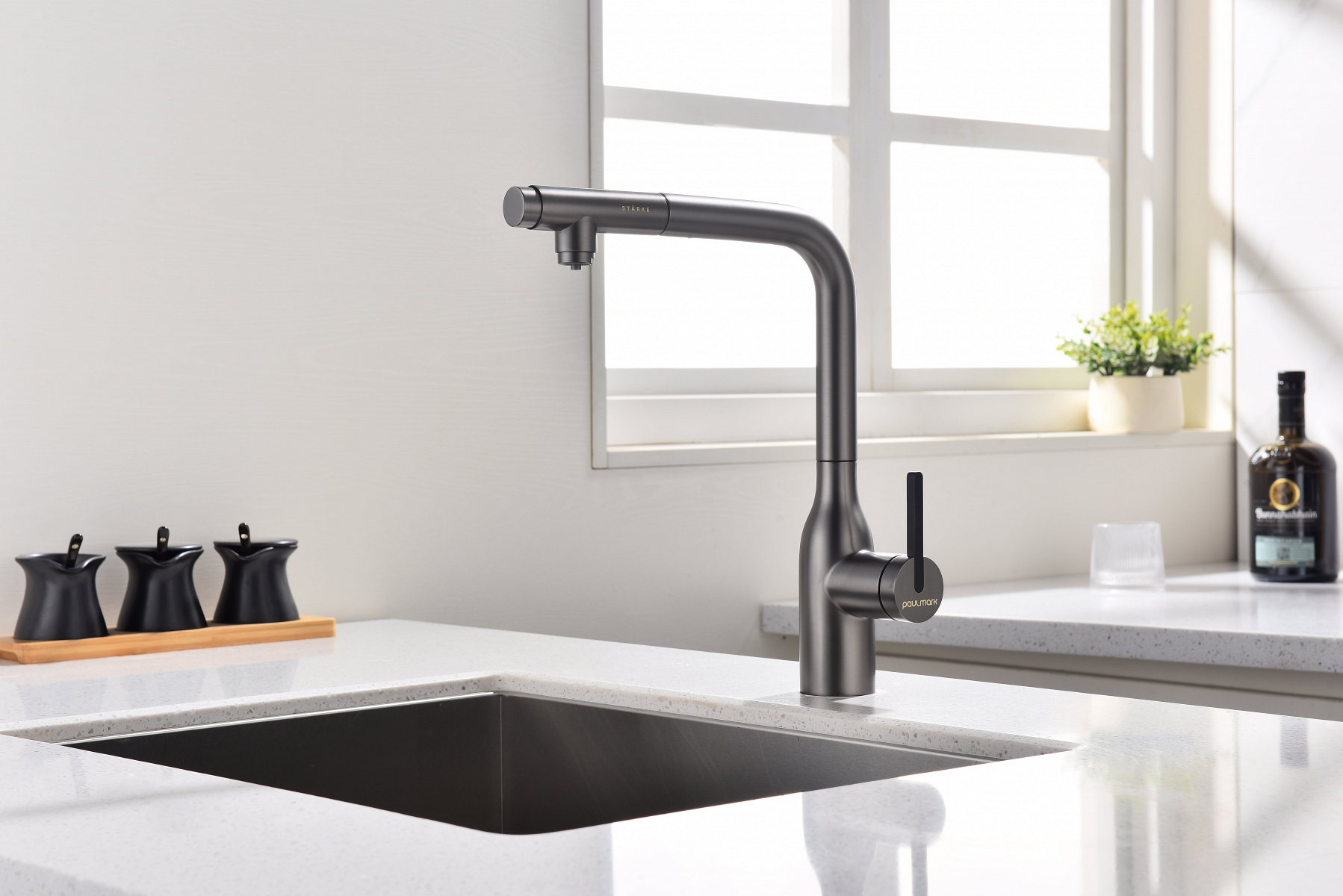 Превью картинка Смеситель для кухни Paulmark VIPER Vi213105-GM Вороненая сталь GM #7