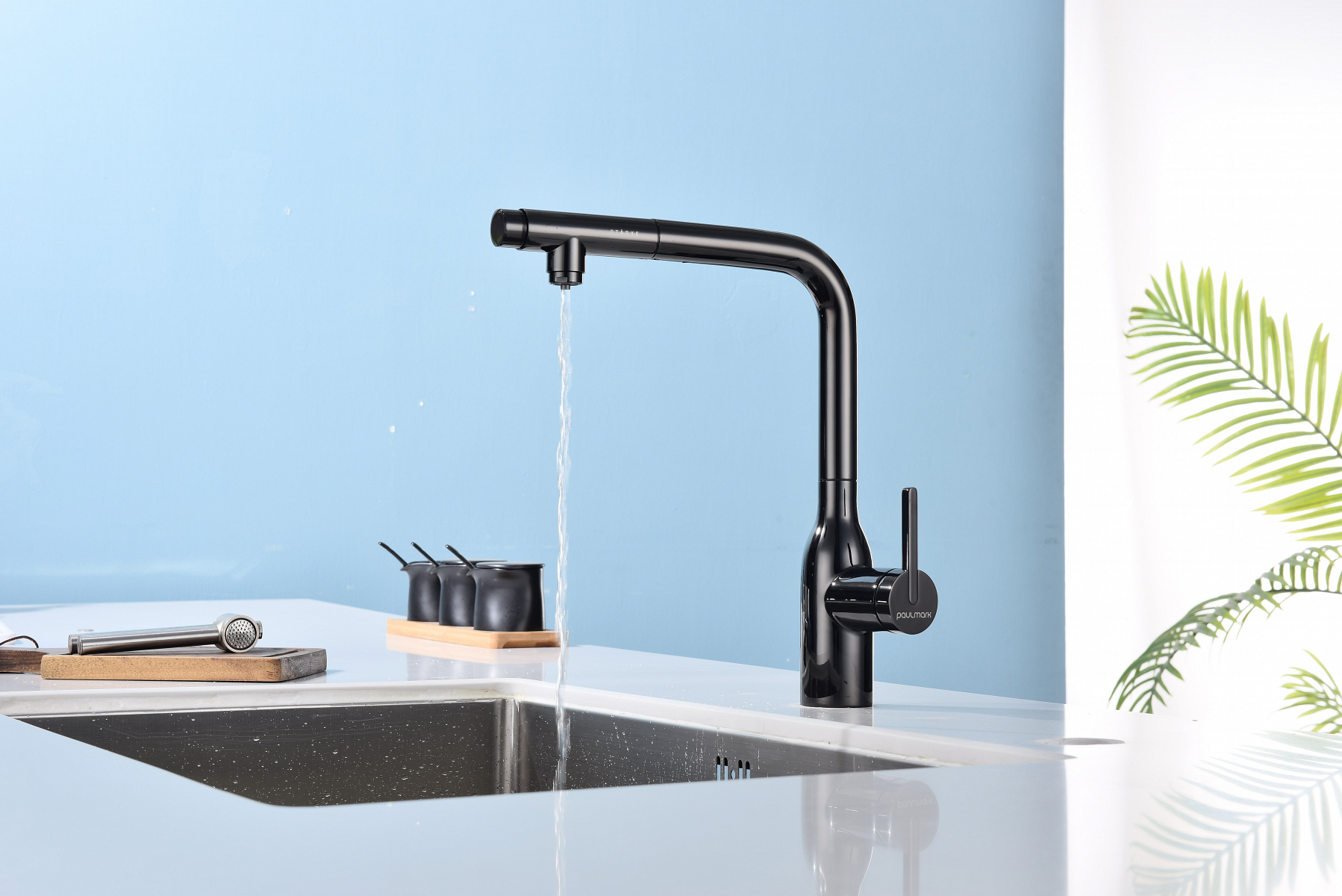 Превью картинка Смеситель для кухни Paulmark VIPER Vi213105-GB Глянцевый чёрный Gb #7