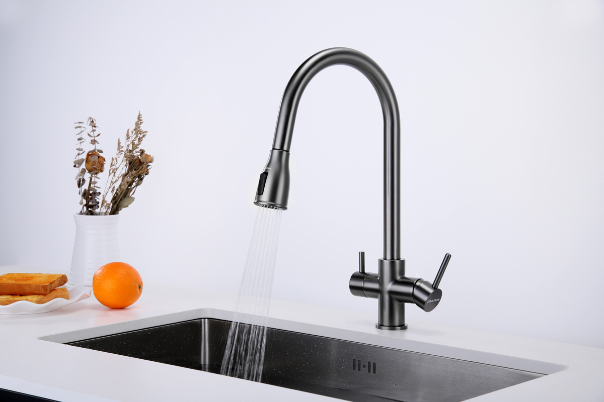 Превью картинка Смеситель для кухни Paulmark LANGE La214212-GM Вороненая сталь GM #5