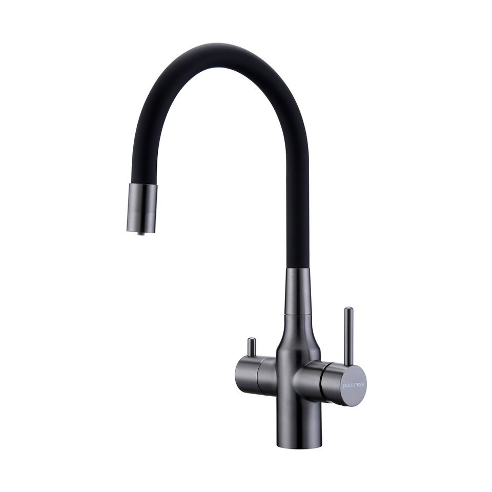 Фото Смеситель для кухни Paulmark SALIX Sa213419-GM Вороненая сталь GM