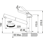Превью картинка Смеситель для кухни Franke Orbit с выдвижным шлангом хром/серый камень #2
