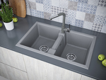 Превью картинка Кварцевая мойка Paulmark TANDEM 80/2 PM238150-GRM Серый металлик #4