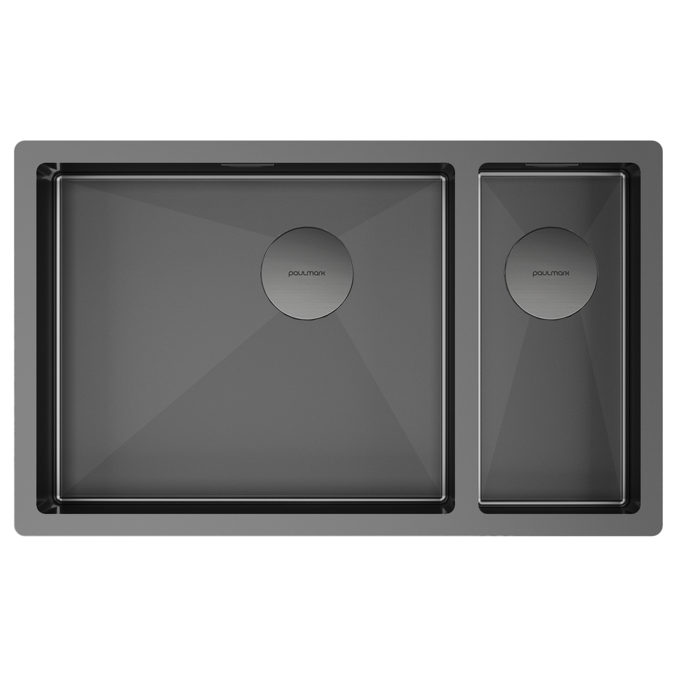 Фото Металлическая мойка Paulmark NEXT 69/2S UNI PM226944-GMR Вороненая сталь GM