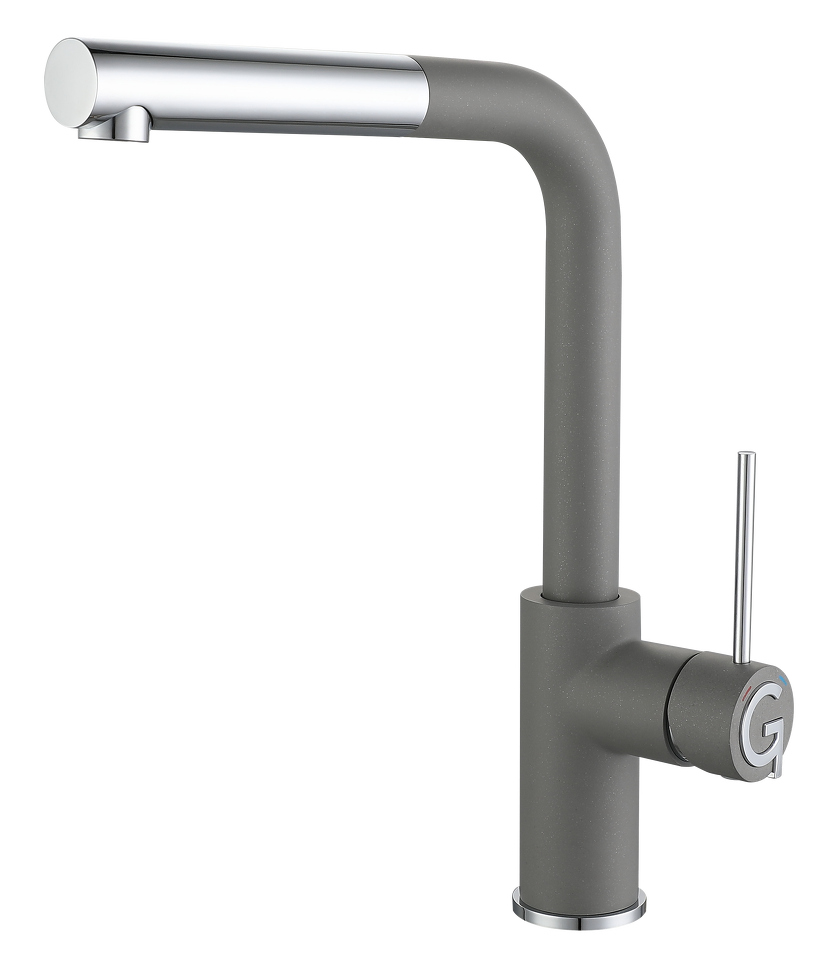 Фото Смеситель для кухни Rivelato Albano Г-обр.с выдвижной лейкой D-35мм grigio metallizzato/cromo