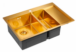Превью картинка Металлическая мойка Paulmark KRONER 78/2SF PM227851-BGL Брашированное золото BG #3