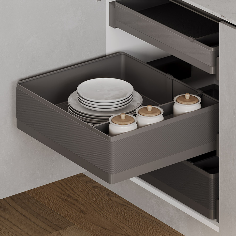 Фото Duslar Корзина TITAN, распашной фасад 600 мм, высота 154.5 мм, антрацит