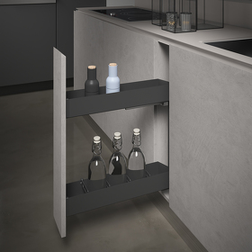 Картинка SIGE Бутылочница LEVEL PRO, выдвижной фасад 150 мм, антрацит