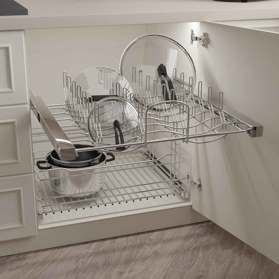 Фото Duslar Система AZA для хранения крышек, распашной фасад 600 мм, хром