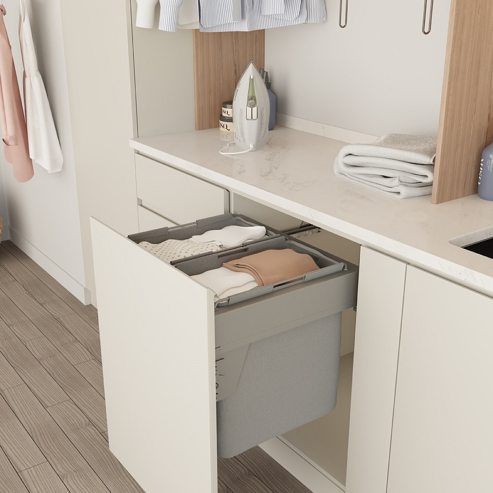 Фото MENAGE CONFORT Система хранения белья CRISTAL 80 л, выдвижной фасад 600 мм, глубина 492 мм, серый