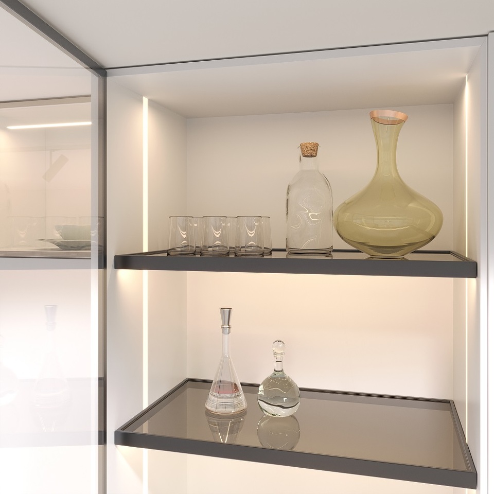 Фото Duslar Полка GLASSIMO с подсветкой из алюминиевого профиля, ширина 767 мм, антрацит