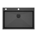 Превью картинка Металлическая мойка Paulmark KRONER-EDGE 75 PM777551-GM Вороненая сталь GM #1