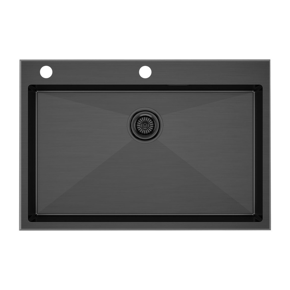 Фото Металлическая мойка Paulmark KRONER-EDGE 75 PM777551-GM Вороненая сталь GM