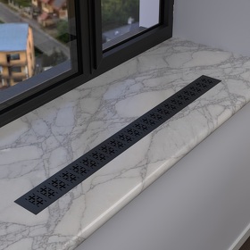 Картинка Duslar Решетка вентиляционная с орнаментом 800х60 мм, черный